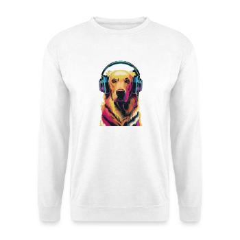 Golden Retriever avec des écouteurs - Sweat-shirt Unisexe - blanc - Devant