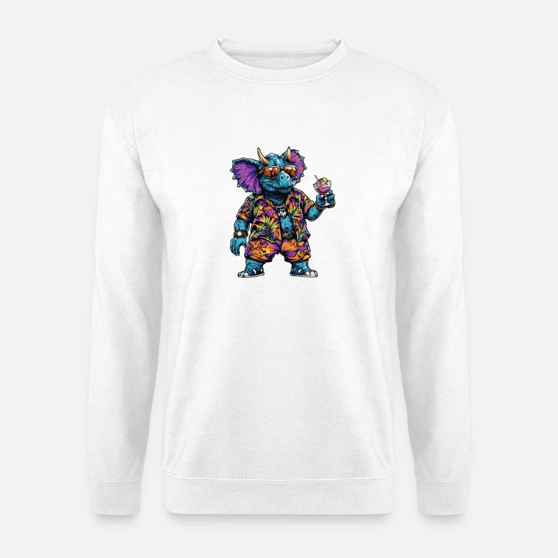 Dinosaur triceratops Comic Summer - Unisex Sweatshirt - white