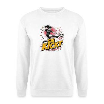 Sie Kickt Comic Fußballheldin - Unisex Pullover - Weiß - Vorne