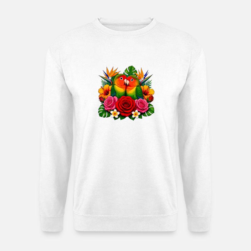 Liebesvögel im Tropenparadies - Unisex Pullover - Weiß