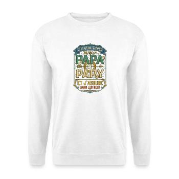 Papa Et Papy Deux Titres J assure Vintage - Sweat-shirt Unisexe - blanc - Devant