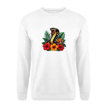 Schlange im Tropenblütenpark - Unisex Pullover - Weiß - Vorne