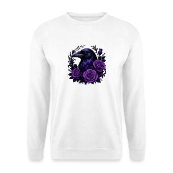 Night crow and purple roses - Unisex Sweatshirt - white - Front