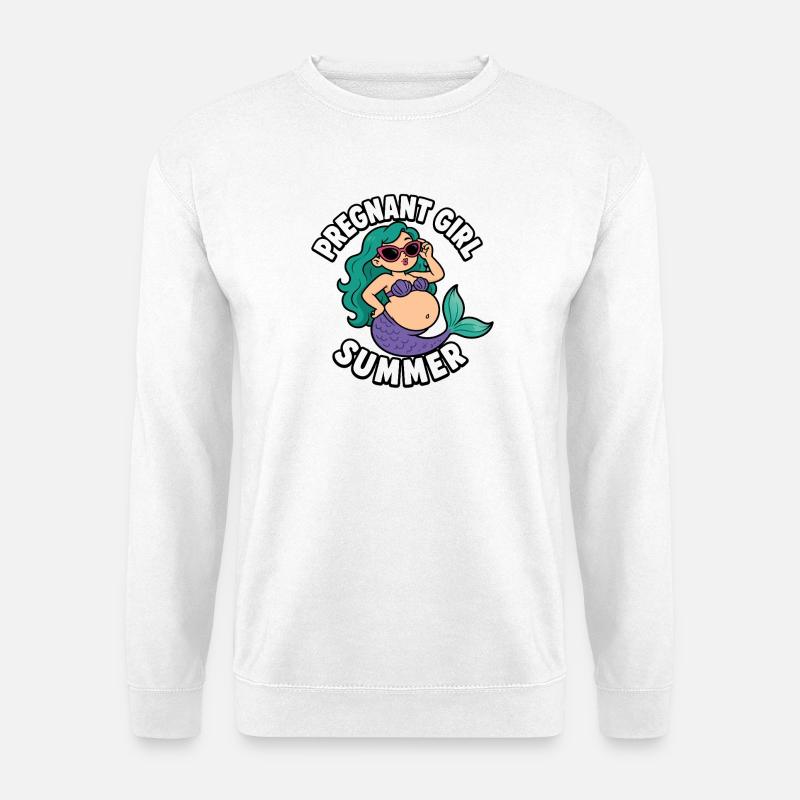 Fille enceinte, été, plage, sirène, - Sweat-shirt Unisexe - blanc