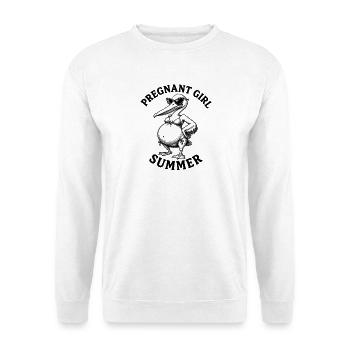 Fille enceinte, plage d’été, pélican, drôle - Sweat-shirt Unisexe - blanc - Devant