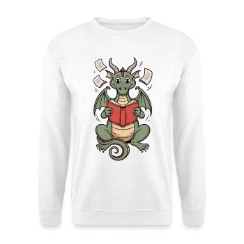Book Dragon T-Shirt – Charming Reading Motif - Unisex Sweatshirt - white - Front