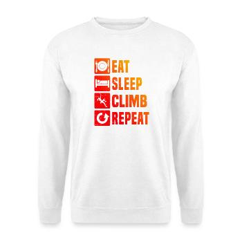 Sportklettern Geschenkidee für eine Bergsportlerin - Unisex Pullover - Weiß - Vorne - Alina (178cm) & Michal (187cm)