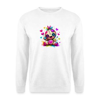Patchwork-Kuscheltier mit Neonherzen - Unisex Pullover - Weiß - Vorne