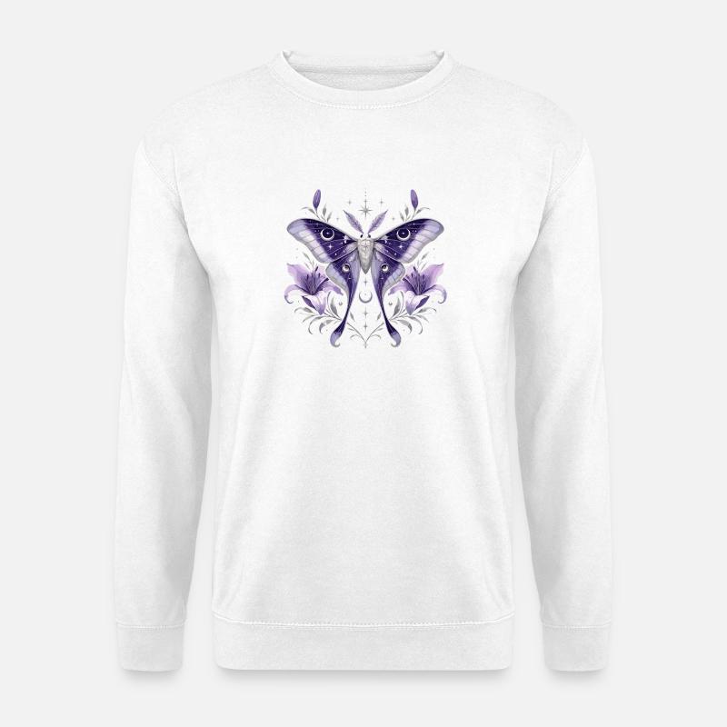 Lila Mondstern Motte - Unisex Pullover - Weiß