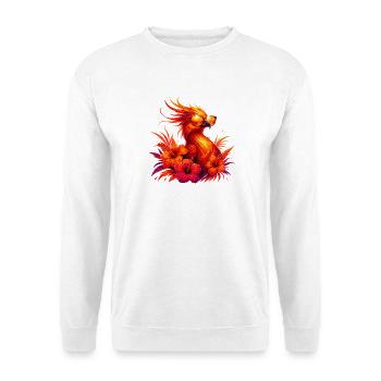 Fire phoenix with tropical flowers and sunglasses - Unisex Sweatshirt - white - Front