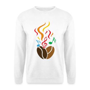 Grains de café avec notes de musique - Sweat-shirt Unisexe - blanc - Devant