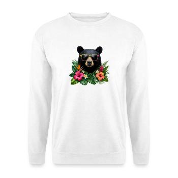 Tête d’ours tropical avec lunettes à fleurs - Sweat-shirt Unisexe - blanc - Devant