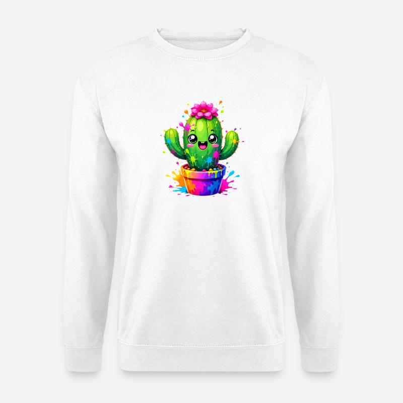 Cactus Joyeuses Fleurs Éclaboussurées - Sweat-shirt Unisexe - blanc