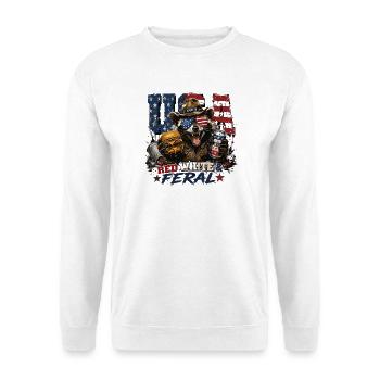 USA Rouge Blanc & Raton Laveur Sauvage Patriotique USA - Sweat-shirt Unisexe - blanc - Devant