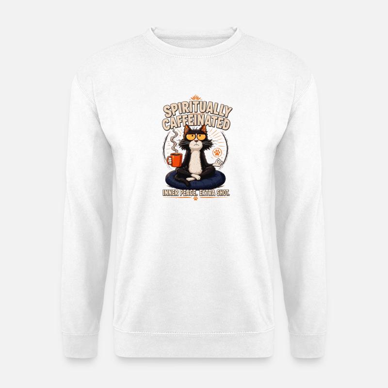 Spirited Cat Kaffeemeditation - Unisex Pullover - Weiß