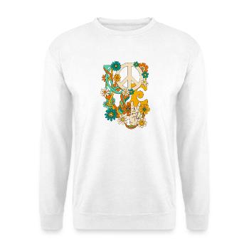 Love Peace Flowers Groovy Retro Hippie - Unisex Sweatshirt - white - Front