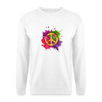 Peace Zeichen Hippie Splash – Flower Power - Unisex Pullover - Weiß - Vorne