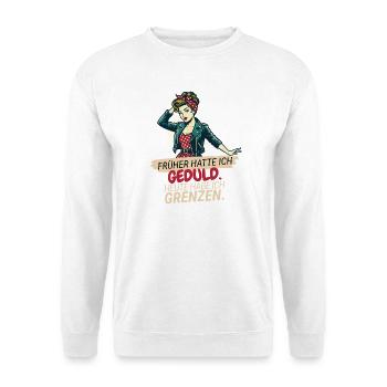 Grenzen Statt Geduld - Unisex Pullover - Weiß - Vorne - Alina (178cm) & Michal (187cm)