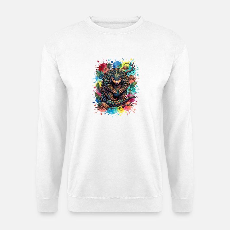 Pangolin-Aquarellporträt - Unisex Pullover - Weiß