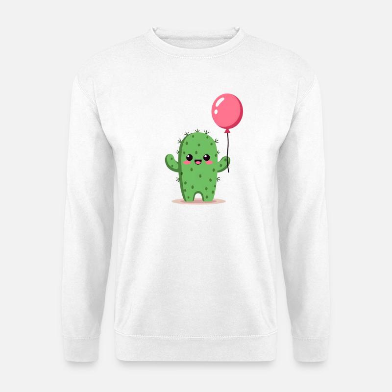 Kaktus mit Ballon - Unisex Pullover - Weiß