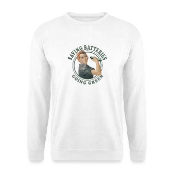 Retro Powerfrau Batterien Go Green Gurke - Unisex Pullover - Weiß - Vorne