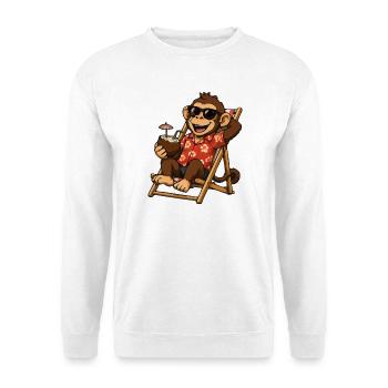 Monkey on the beach in Hawaiian look - Unisex Sweatshirt - white - Front