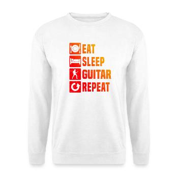 Gitarrenspiel Geschenkidee für ein Gitarrenspieler - Unisex Pullover - Weiß - Vorne - Alina (178cm) & Michal (187cm)