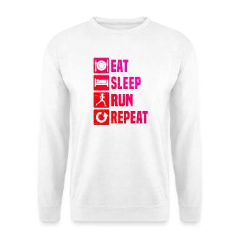 Geschenkidee für eine Running mit Running - Unisex Pullover - Weiß - Vorne - Alina (178cm) & Michal (187cm)