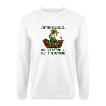 Grenouille jardinier humour noir - Sweat-shirt Unisexe - blanc - Devant