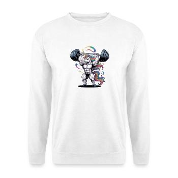 Licorne de culturisme avec puissance arc-en-ciel d’haltère - Sweat-shirt Unisexe - blanc - Devant