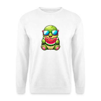 Cute turtle with watermelon cartoon motif - Unisex Sweatshirt - white - Front