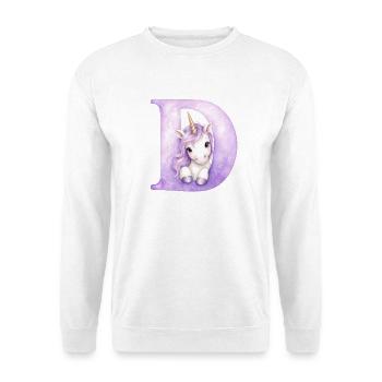 Lettre D Licorne Violette - Sweat-shirt Unisexe - blanc - Devant