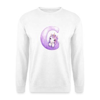 Lettre C Licorne Violette - Sweat-shirt Unisexe - blanc - Devant