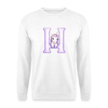 Licorne Violette Lettre H - Sweat-shirt Unisexe - blanc - Devant