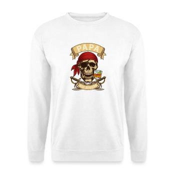 Papa Au Rhum Pirate Crâne Humour Fête Des Pères - Sweat-shirt Unisexe - blanc - Devant