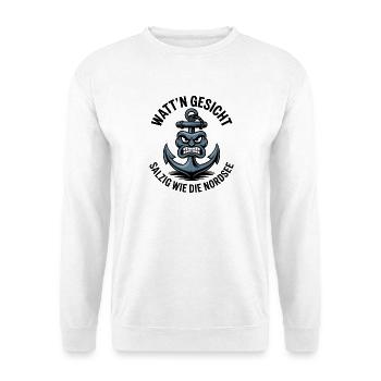  Watt'n Gesicht Salzig Wie Die Nordsee Anker - Unisex Pullover - Weiß - Vorne
