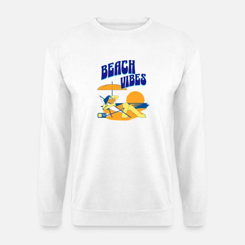 Beach Vibes Lounge Illustration - Unisex Pullover - Weiß