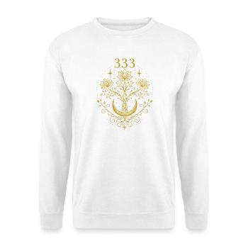333 Lotus-Führung - Unisex Pullover - Weiß - Vorne - Alina (178cm) & Michal (187cm)