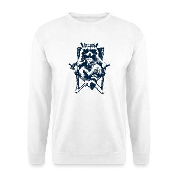 Camping Waschbär mit Eiskaffee - Unisex Pullover - Weiß - Vorne