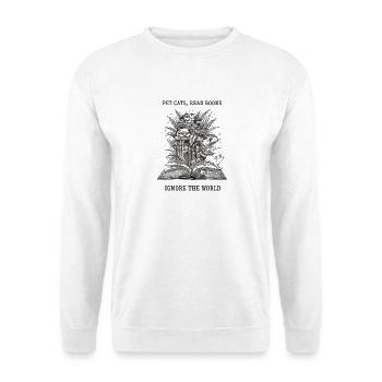 Pet Cats Read Books Ignore The World Cat Book - Unisex Sweatshirt - white - Front