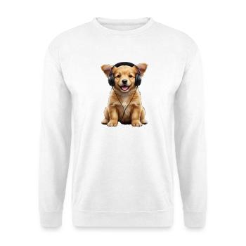 Kopfhörer-Puppy - Unisex Pullover - Weiß - Vorne