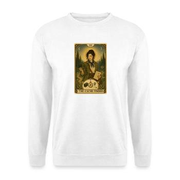 Cache-Sucherin | Outdoor-Schatzsuche Tarot - Unisex Pullover - Weiß - Vorne - Alina (178cm) & Michal (187cm)