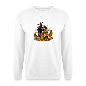 Navire pirate au trésor plein d’or - Sweat-shirt Unisexe - blanc - Devant