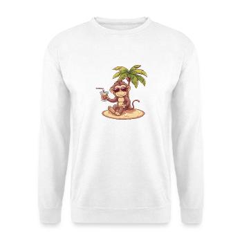 Affe Sommer Palme - Unisex Pullover - Weiß - Vorne - Alina (178cm) & Michal (187cm)