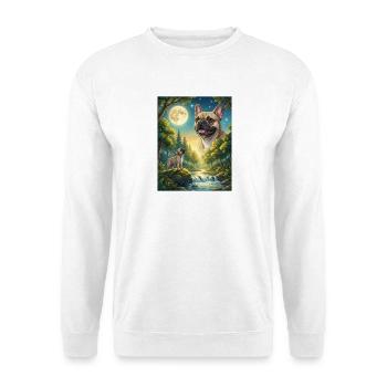 Howling to the Moon Hund Französische Bulldogge - Unisex Pullover - Weiß - Vorne