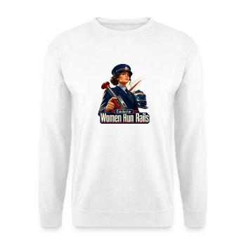 Zugschaffnerinnen Frauen betreiben Schienen Laternen-Ticket-Wortspiel - Unisex Pullover - Weiß - Vorne