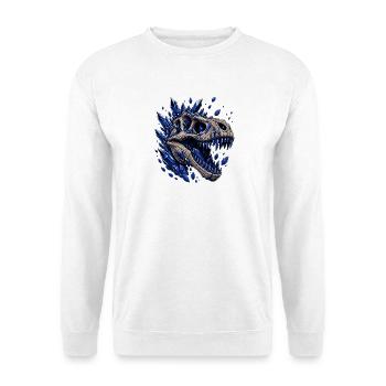 Kristall Dino Schädel mit blauen Kristallen - Unisex Pullover - Weiß - Vorne