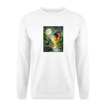 Howling to the Moon Dog German Shepherd - Unisex Sweatshirt - white - Front