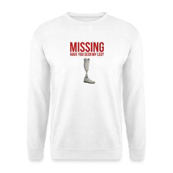 Disparu ? Tu as vu ma jambe ? Jambe drôle - Sweat-shirt Unisexe - blanc - Devant