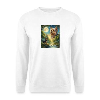 Hurlement vers la Lune Mème Chien Yorkshire Terrier - Sweat-shirt Unisexe - blanc - Devant